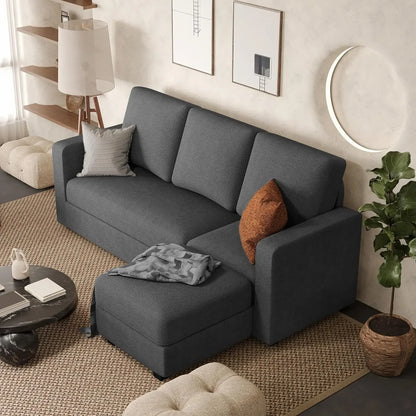 Convertible Sectional Sofa Couch, L-Shaped Couch with Reversible Chaise, Modern Linen Fabric Couches for Living Room