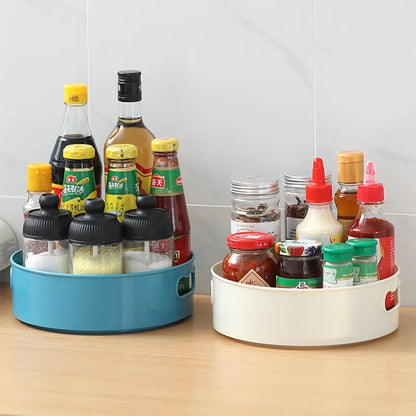 360 Degree Rotating Cabinet Organizer Kitchen Bathroom Cosmetic Turntable Storage Tray Non-Slip Fruit Snack Round Rack Plate Box