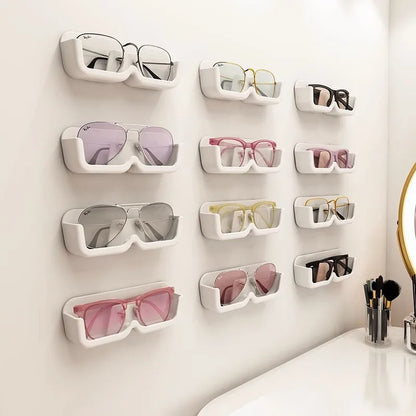 Self Adhesive Glasses Holder Wall Mount Fashion Sunglasses Show Rack For Bedroom Study Cloakroom Wardrobe Glasses Organizer Box