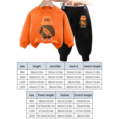 Korean Kids Set Autumn Children Clothes Cotton Sweater+Sports Pants Suit Girl Boy Fashion Pullover Tops Outfits Baby Sweatshirt