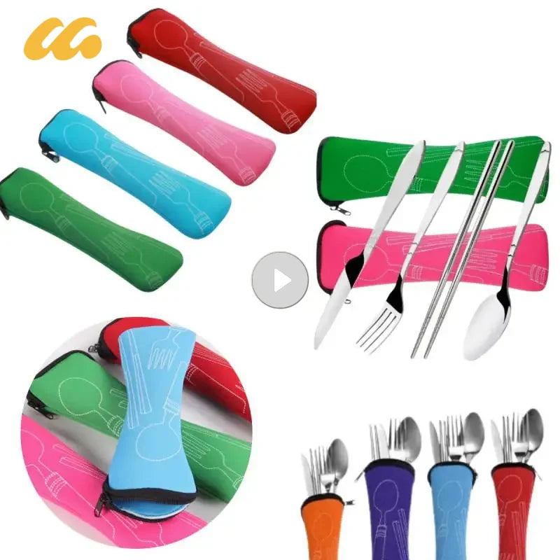 Portable Tableware Bag Box Cutlery Storage Bag Travel Packaging Storage Box Picnic Fork Spoon Knife Pouch Bag Without Dinnerware