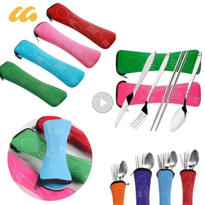 Portable Tableware Bag Box Cutlery Storage Bag Travel Packaging Storage Box Picnic Fork Spoon Knife Pouch Bag Without Dinnerware