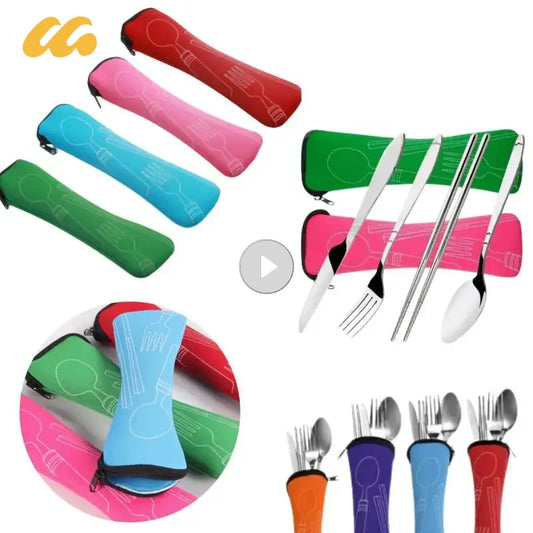 Portable Tableware Bag Box Cutlery Storage Bag Travel Packaging Storage Box Picnic Fork Spoon Knife Pouch Bag Without Dinnerware