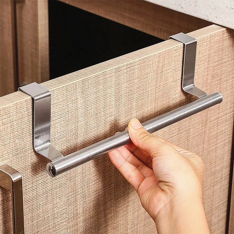 Towel Rack Over Door Towel Bar Hanging Holder Stainless Steel Bathroom Kitchen Cabinet Towel Rag Rack Shelf Hanger