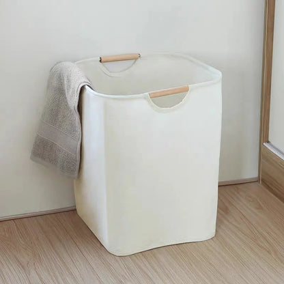 Nordic Laundry Basket Wooden Handle Bathroom Laundry Hamper Bag for Dirty Clothes Home Sundries  Storage Kids Toys Organizer