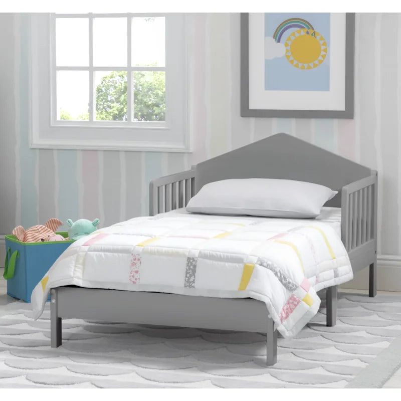 Delta Children Homestead Toddler Bed, Greenguard Gold Certified, Gray 55.25"L X 30"D X 24.5"H Furniture Bedroom for Kids