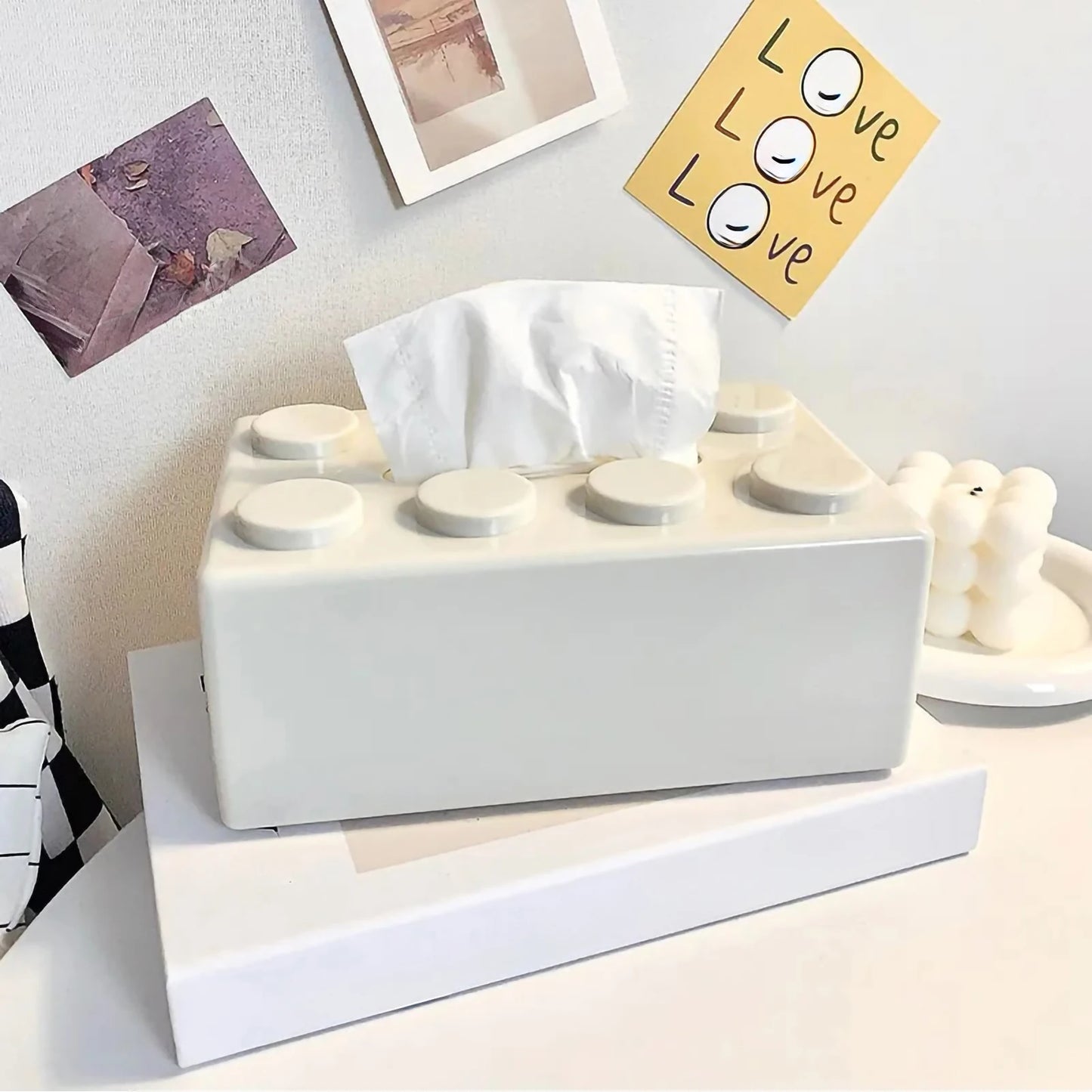 Creative Building Block Tissue Box, Multi-functional Napkin Storage Box, Living Room, Coffee Table Ornaments Face Towel Box