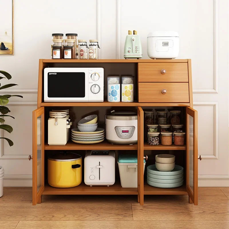 Kitchen Bakers Rack, Microwave Oven Stand with Shelves, Standing Utility Storage Shelf with Cabinet