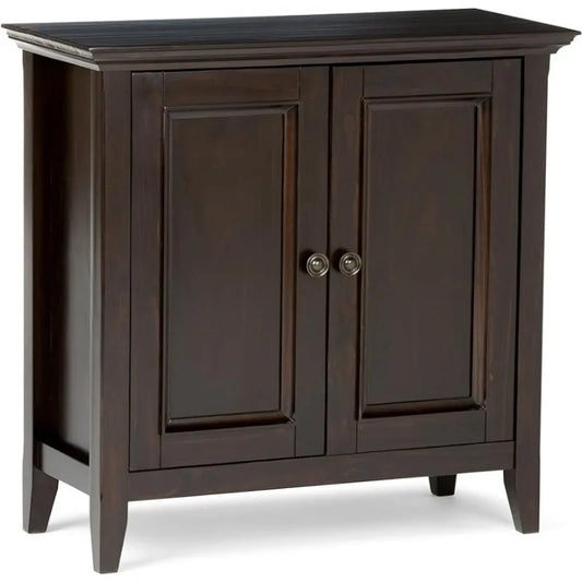 32 inch Wide Transitional Low Storage Cabinet in Hickory Brown for the Living Room, Entryway and Family Room