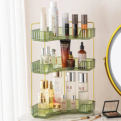 3-Tier Corner Bathroom Counter Organizer, Countertop Perfume Tray and Vanity Organizer, Makeup Cosmetic Storage