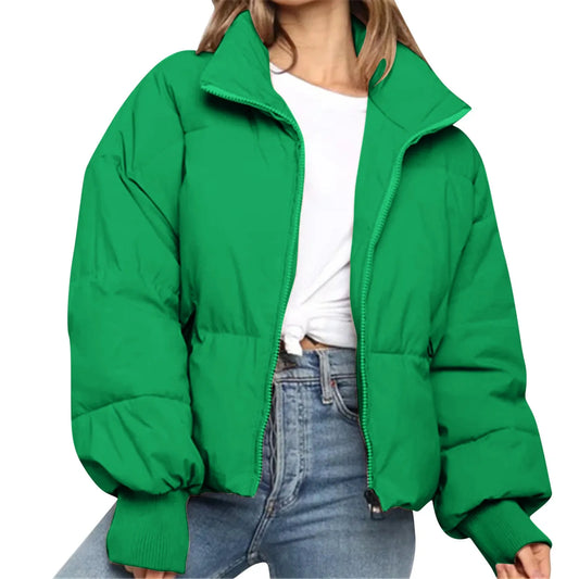 Winter Warm Thick Coats Women Short Parkas Fashion Green Cotton Padded Lady Down Jacket Zip Up Hooded Jacket Veste Femme куртка