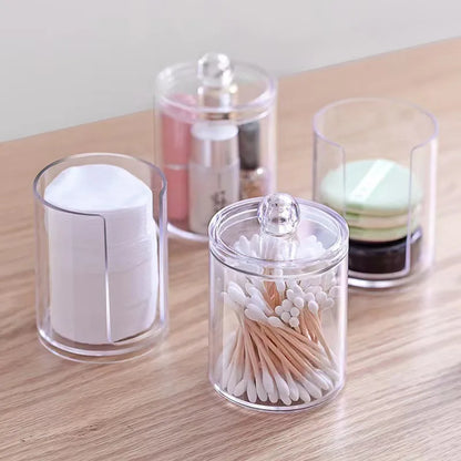 Cosmetics Storage Box Makeup Organizer Bathroom Jar Cotton Swab Cotton Pad Jewelry Round Plastic Box Storage Container