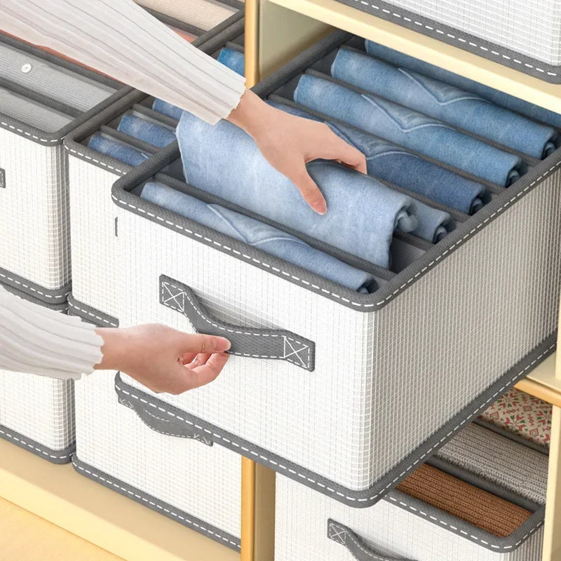 Clothing Storage Box Large Capacity Home Clothing Pants Storage Organizer Foldable Pants Storage Artifact Split Storage-Box