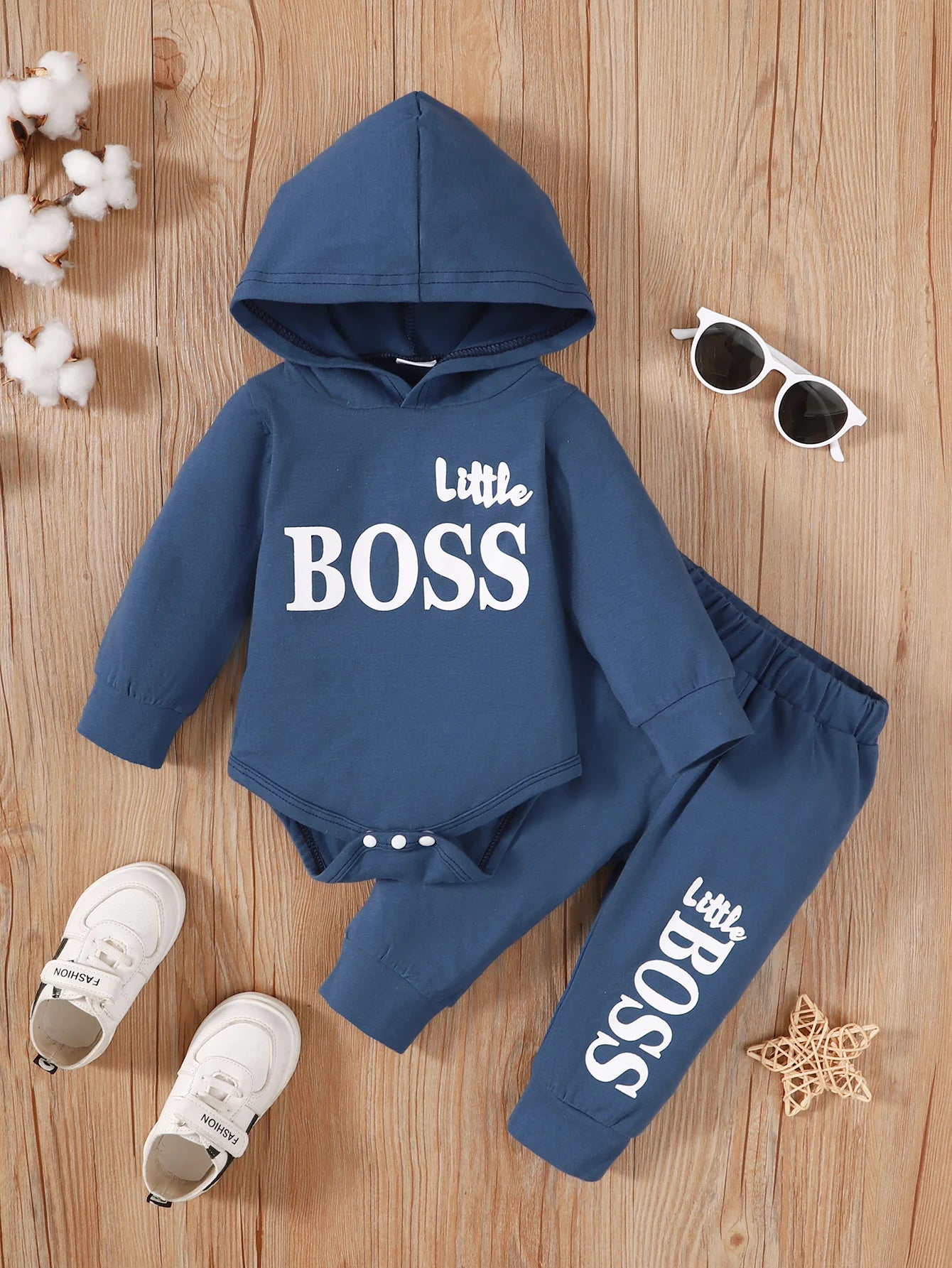 Winter   Newborn  Infant   Baby   Boy   Long   Sleeves   Cotton   Hooded    Little   Boss   Fashion    Baby   Hoodies   Clothing