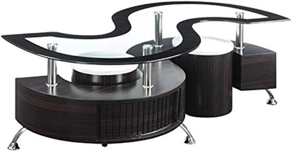 720218-CO Coffee Table with Stools, In Cappuccino. living room furniture