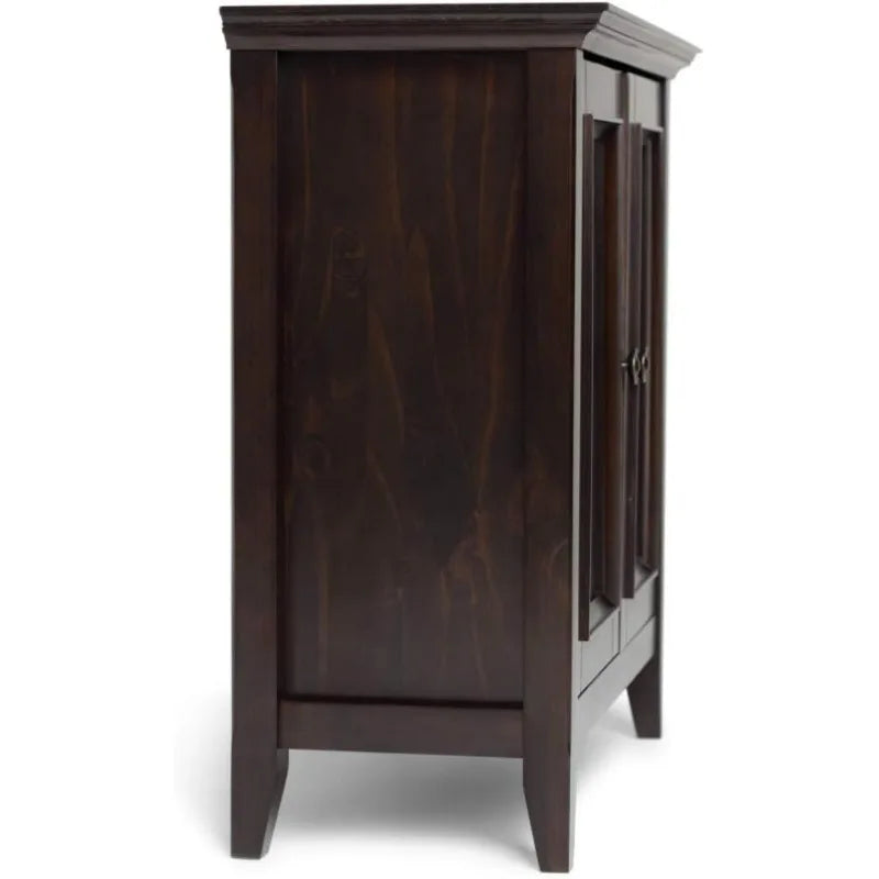 32 inch Wide Transitional Low Storage Cabinet in Hickory Brown for the Living Room, Entryway and Family Room