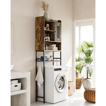 Over The Toilet Storage Cabinet 5-Tier Freestanding Bathroom Organizer with Display Shelves