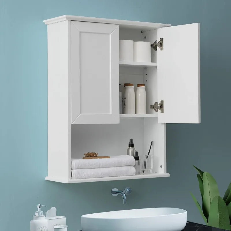 VANIRROR Bathroom Wall Cabinet Wooden Medicine Cabinet Buffering Hinge MDF Material Over Toilet Storage 23"x29"