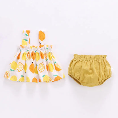 Lawadka Summer Thin Newborn Baby Clothes For Girls Set Print Mini Dress And PP Shorts 2Pcs Set Infant Baby Clothing Outfit 2023