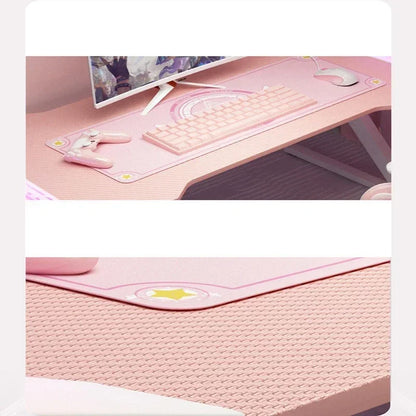 New Pink gaming table with RGB light fashion female anchor computer desk bedroom study desk girls boy black desk 100/120CM