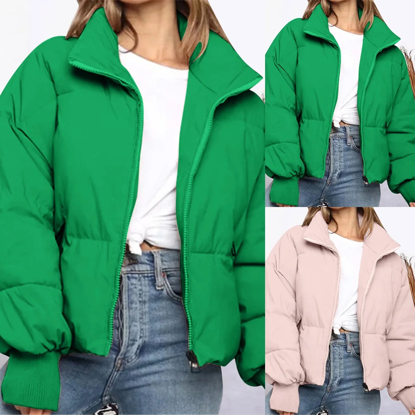 Winter Warm Thick Coats Women Short Parkas Fashion Green Cotton Padded Lady Down Jacket Zip Up Hooded Jacket Veste Femme куртка