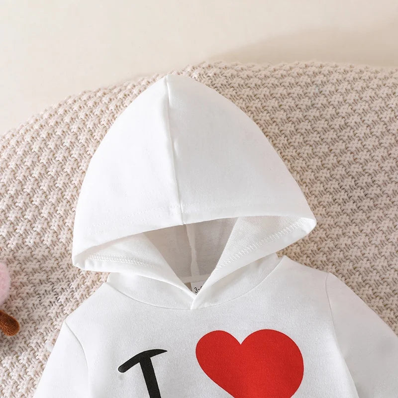 Girls Boy 3 -24 Months Cute Letter Long Sleeve Hoodie Tee Long Pants Outfit Toddler Infant Clothing Set Fashion Kids Wear