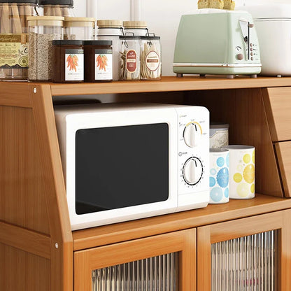 Kitchen Bakers Rack, Microwave Oven Stand with Shelves, Standing Utility Storage Shelf with Cabinet