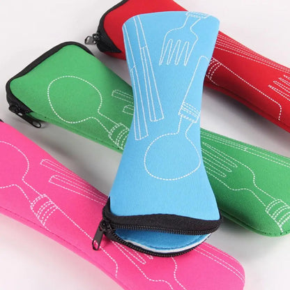 Portable Tableware Bag Box Cutlery Storage Bag Travel Packaging Storage Box Picnic Fork Spoon Knife Pouch Bag Without Dinnerware