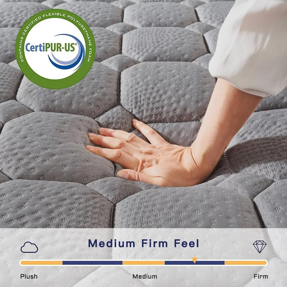 Medium Firm Feel Matress 10 Inch Multilayer Hybrid Twin Mattress - Multiple Sizes & Styles Available Bed Mattresses Grey Bedroom