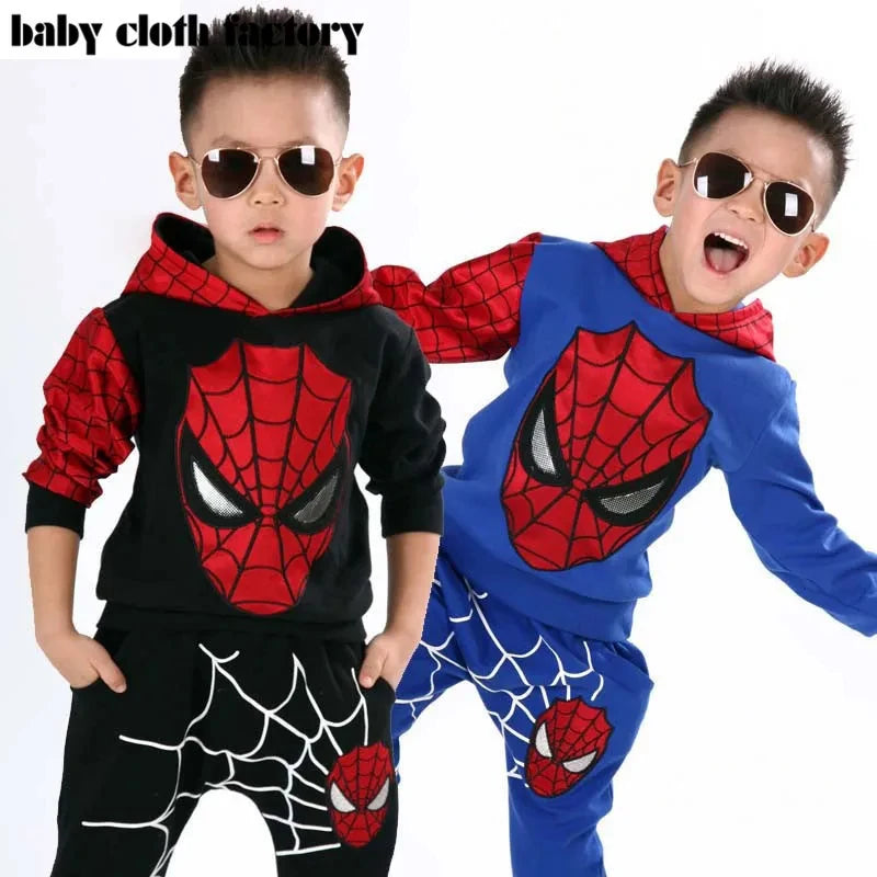 Children Spiderman Clothing Sets Baby Boys Hoodies Sweatshirt+Pants 2Pcs Tracksuits Clothes Children Festival Cosplay Costume