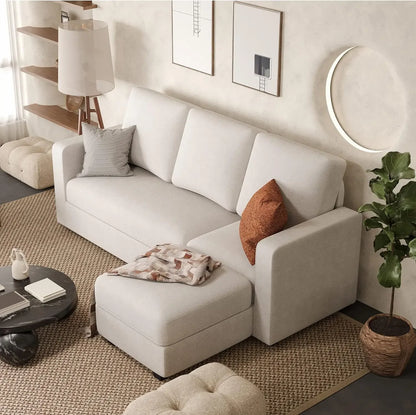 Convertible Sectional Sofa Couch, L-Shaped Couch with Reversible Chaise, Modern Linen Fabric Couches for Living Room