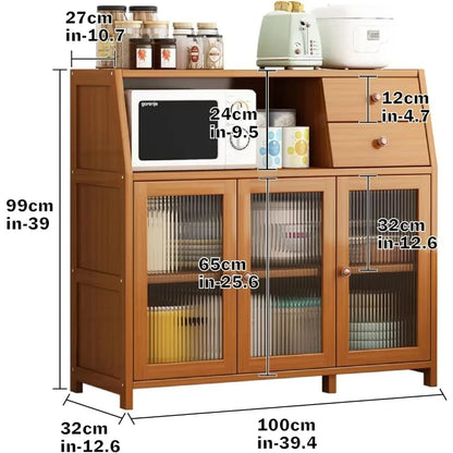 Kitchen Cabinet Bamboo Kitchen Storage Cabinets Sideboard Buffet Cabinet With Storage Home Furniture Brown Display Dining Room