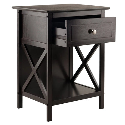 Winsome Xylia 1 Drawer Transitional Solid Wood Storage End Table in Coffee  bedroom furniture