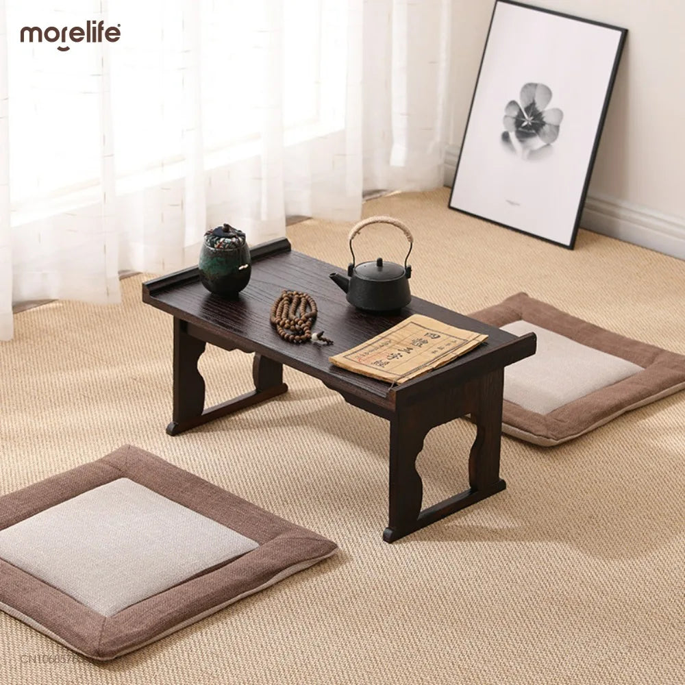 Asian Antique Furniture Japanese Floor Tea Table Folding Leg Rectangle Living Room Furniture Wooden Coffee Center Table Foldable